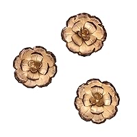 Zinnias Bronze Flowers Metal Wall Art Set of 3