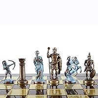 Archers Large Chess Set - Blue&Copper - Brown Chess Board