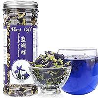Plant Gift 135 Cups Pure Dried Butterfly Pea Flower Tea Loose Leaf 40G/1.41oz Clitoria Ternatea Flower for Blue & Purple Drinks and Food Coloring, Pea Flower Tea, Herbal Blue Tea Gifts, 100% Natural