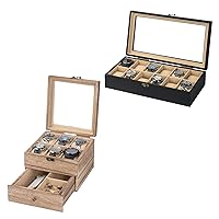 Watch Box Case Organizer Display Storage with Jewelry Drawer for Men Women Gift, Wood Black 9B8YKN9Y 9S65SNS1
