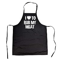 Crazy Dog T-Shirts I Love To Rub My Meat Apron Funny Summer Cookout Aprons (Black) - One size fits most