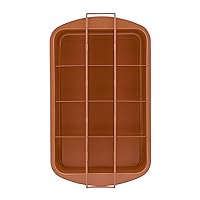 Baking with G&S Nonstick Brownie Pan with Divider, Copper, 3-Piece Set, Durable and Easy to Use