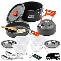 Camping Cookware Mess Kit Set with Stove - Backpacking Compact Camping Cookware, All in One Non-Stick Camping Cooking Set, Portable Stove, Hiking, Picnic, Outdoor & Camping Cookware Set