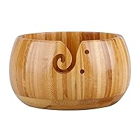 TRRAPLE Wooden Yarn Bowl, Handmade Yarn Storage Bowl Knitting Yarn Bowls with Holes Storage for Knitting Crochet (Without Lid)