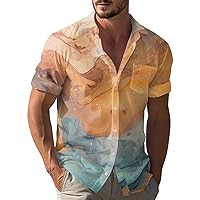 Mens Button Up Shirts Short Sleeve Hawaiian Tropical Holiday Beach Shirt Lightweight Casual Trendy Tee Shirts Tops