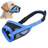 LUCKYPAW Dog Muzzle, Mesh Muzzle for Small Medium Large Dogs, Soft Dog Muzzle to Prevent Biting Chewing, Drinkable Breathable Adjustable Puppy Muzzle(L(Snout: 7
