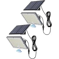 JACKYLED Solar Lights for Outside, 2 Pack Waterproof Solar Spot Lights Outdoor, Dusk to Dawn Security Solar Motion Sensor Light Outdoor, Separate Installed Solar Flood Lights with 16.4ft Cable