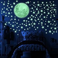 Glow in The Dark Stars and Moon for Ceiling, Luminous Stars and Moon Wall Decal, for Child's Rooms Wall Decor,Sticky Fluorescence Stars,Gift for boy and Girl Perfect for Kids Toddler Bedroom