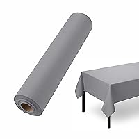 Disposable Tablecloth for Rectangle Table, Linen-Like Gray Paper Tablecover for Dining Table, Party, Wedding Or Event, 55