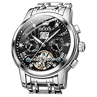 OLEVS Watches for Men Skeleton Automatic Mechanical Diamond Self Winding Gold Luxury Wristwatch Luminous Waterproof Business Dress Watch