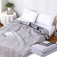 Ice Blanket for All-Season Lightweight, Summer Cooler Quilt for Hot Sleepers and Night Sweats, Double Sided Cold Effect Blanket Cooler Fiber, Noiseless & Extra Soft (Gray, 150 * 200cm)