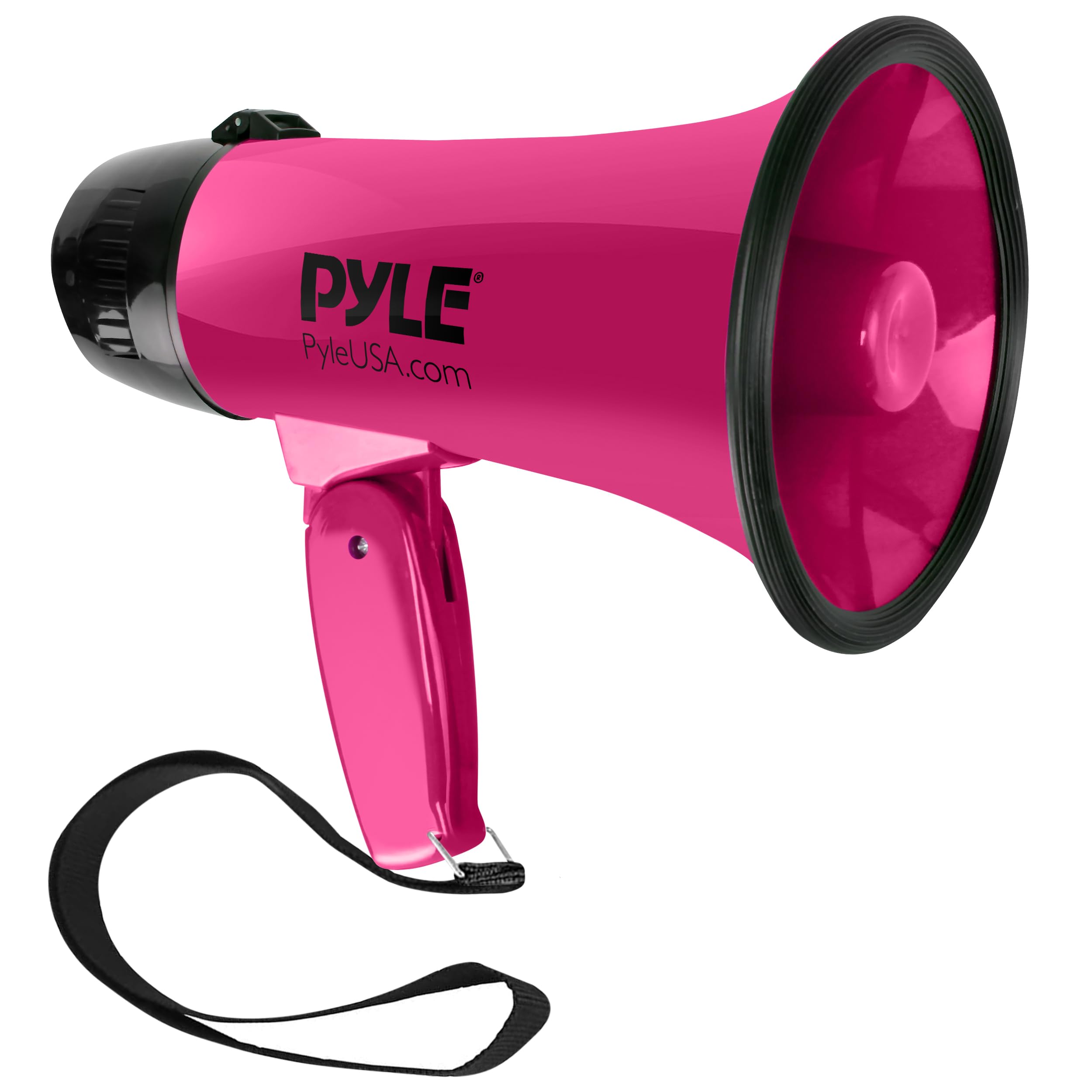 PYLE-PRO Portable Megaphone Speaker Siren Bullhorn - Compact and Battery Operated with 20 Watt Power, Microphone, 2 Modes, PA Sound and Foldable Handle for Cheerleading and Police Use PMP24PK (Pink)