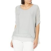 M Made in Italy Women's 3/4 Sleeve Scoop-Neck Tunic Blouse