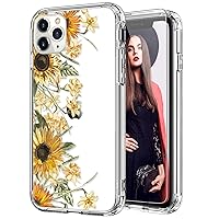 ICEDIO for iPhone 11 Pro Case with Screen Protector,Clear with Sunflowers and Yellow Floral Fashionable Patterns for Girls Women,Slim Fit Acrylic Cover Protective Phone Case for iPhone 11 Pro 5.8