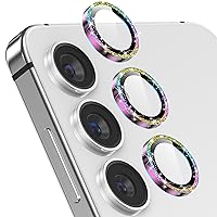 Camera Lens Protector for Samsung Galaxy S24 / S23 / S23 Plus, [NOT for S24 Plus] 9H Tempered Glass Metal Individual Ring Camera Screen Protector for S24 Accessories (Colored Glitter)