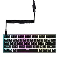Kraken Pro 60 Black Hot Swappable 60% Mechanical Keyboard + Kraken Black Coiled Cable (Black Gaming Keyboard)