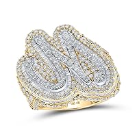 The Diamond Deal 10kt Two-tone Gold Mens Baguette Diamond M Initial Letter Ring 8-1/3 Cttw