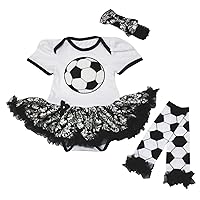 Petitebella Soccer Theme White Soccer Bodysuit Damask Baby Dress Legs Nb-18m