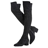 N.N.G Women Over the Knee Boots Thigh High Suede Black Block Low 2 Inch Heel Chunky Above Knee Winter Pointed toe