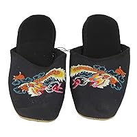 Handmade Embroidered Dragon Chinese Women's Cotton Slippers