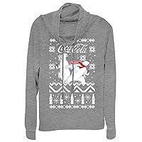 Coca-Cola Women's Coke Bear Slide Graphic Cowl Neck Sweater