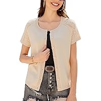 GRACE KARIN Womens Short Sleeve Crochet Knit Cardigan 2024 Summer Cardigan Lightweight Bolero Shrugs Sweaters Tops