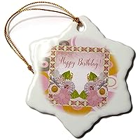 3dRose Birthday, Collage of Flowers and Jewel Look Dragonflies, Pink - Ornaments (orn-286988-1)
