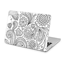 Hard Case Compatible for MacBook Pro 16 14 M3 M2 2023 M1 Pro 13 2022 Air 13 2021 Retina 2020 Mac 11 12 Oriental Laptop Beauty Design White Print Cover Paisley Black Pattern Protective Boho