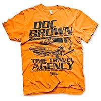 Back To The Future Officially Licensed Doc Brown Time Travel Agency Mens T-Shirt