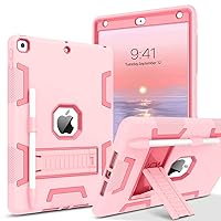 VENINGO iPad 9th Generation Case, iPad 8th Gen Case,iPad 7th Gen Case, iPad 10.2 2021/2020/2019 Case, 3 in 1 Heavy Duty Rugged Shockproof Protective Tablet Cover with Stand Pen Holder, Pink/Rose Gold