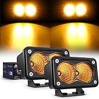 Nilight Amber Motorcycle Light Pods 2PCS 3Inch Flood Light Led Offroad Fog Light 1070LM Built-in EMC Driving Light Auxiliary Light for Motorbike SUV ATV Truck Boat Tractor Forklift, 5 Years Warranty