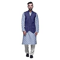 Atasi Indian Kurta Pyjama Jacket Set for Men Mandarin Collar Casual Clothing