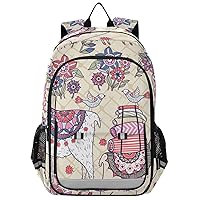 ALAZA Funny Llamas Colored Blooms Floral Casual Daypacks Outdoor Backpack