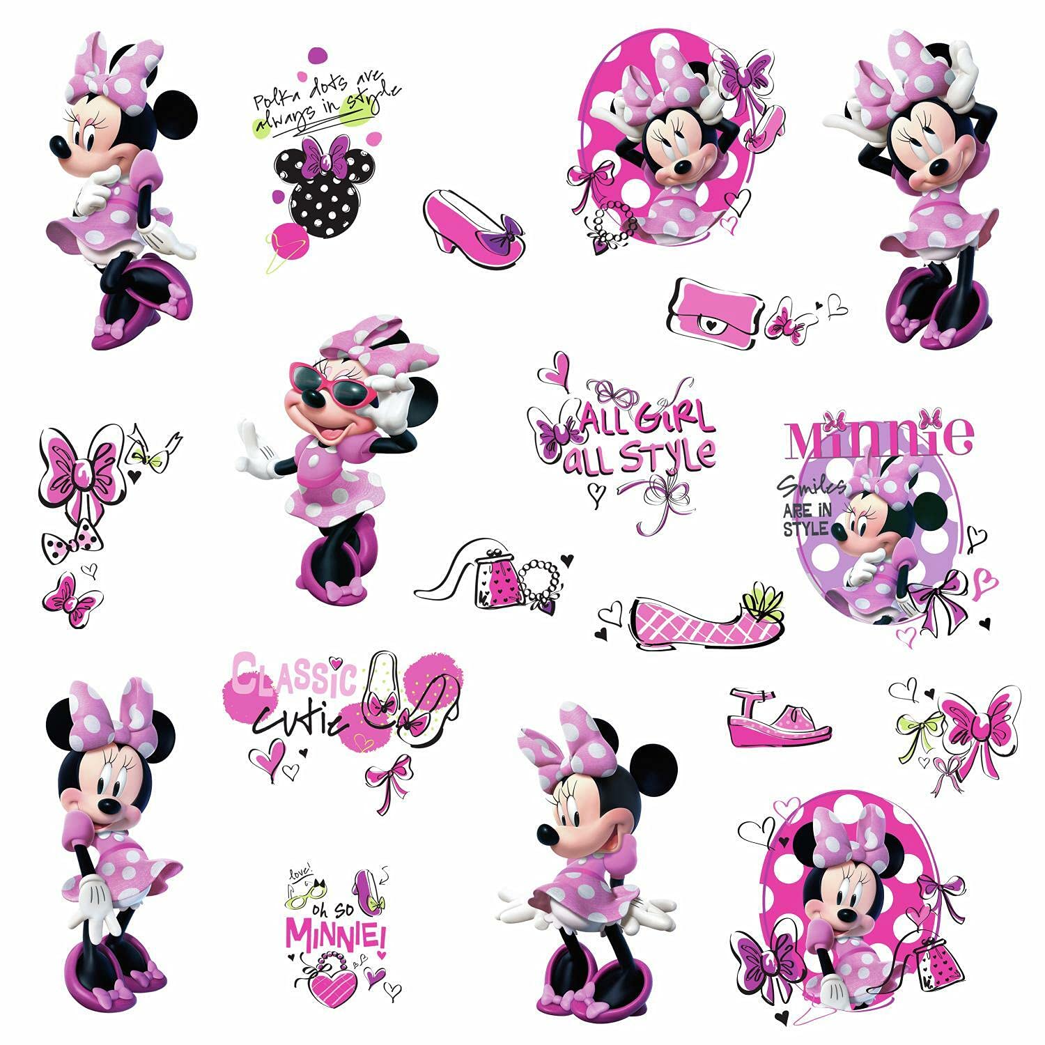 RoomMates RMK2554SCS Disney Minni Mouse Fashionista Peel and Stick Wall Decals