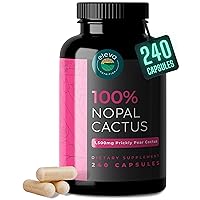 Nopal Cactus Capsules 1500mg — Organic Sun-Dried Prickly Pear Cactus Powder and Black Pepper Extract for Absorption — Natural Prickly Pear Extract Non-GMO Capsules — 240 Capsules