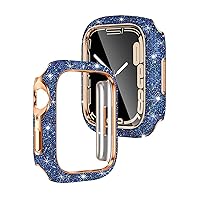 Suitable for Apple Watch 7 Watch Case,Star Diamond Watch Case 41mm/45mm Hard Shell Crystal Flash Diamond (Color : Blue, Size : 45mm for 7)