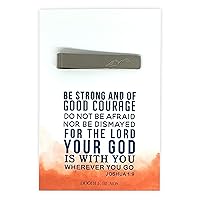Mountain Tie Bar & Card Quote, Be Strong and of Good Courage, Mountain Tie Clip, Inspiring Christian Gift for Men, Bible verse