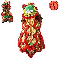 Chinese Lion Dog Costume, Lion Dance Dog Costume, Dog Lion Dance Costume, Chinese New Year Dog Costume, New Year Cat Dog Clothes Hoodies Coat for Small Dogs (Red Lion Dance, Small)