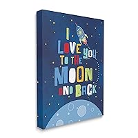 I Love You Moon and Back Rocket Ship Canvas Wall Art, 24x30, Design by Artist Stephanie Workman Marrott