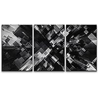 wall26 Canvas Print Wall Art Set 3D Illusion Black & White Cube Collage Abstract Shapes Digital Art Modern Alternative Scenic Multicolor Dark for Living Room, Bedroom, Office - 16
