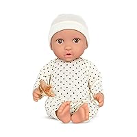 LullaBaby – 14-inch Realistic Baby Doll – Fair Skin Tone & Brown Eyes – Soft Body & Removable Outfit – Ivory Hat & Pacifier Accessory – Toys For Kids Ages 2 & Up – Baby Doll – Ivory Polka Dot Pajama