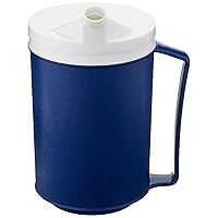 Sammons Preston Insulated Mug with Snorkel Lid, Durable Container for Hot and Cold Liquid Beverages, Tea, Smoothies, 12 oz Blue Travel Coffee Cup with Lid for Elderly, Disabled, Handicapped, Weak Grip