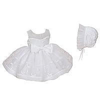 Baby Girls' Lace Christening Party Dress With Bonnet
