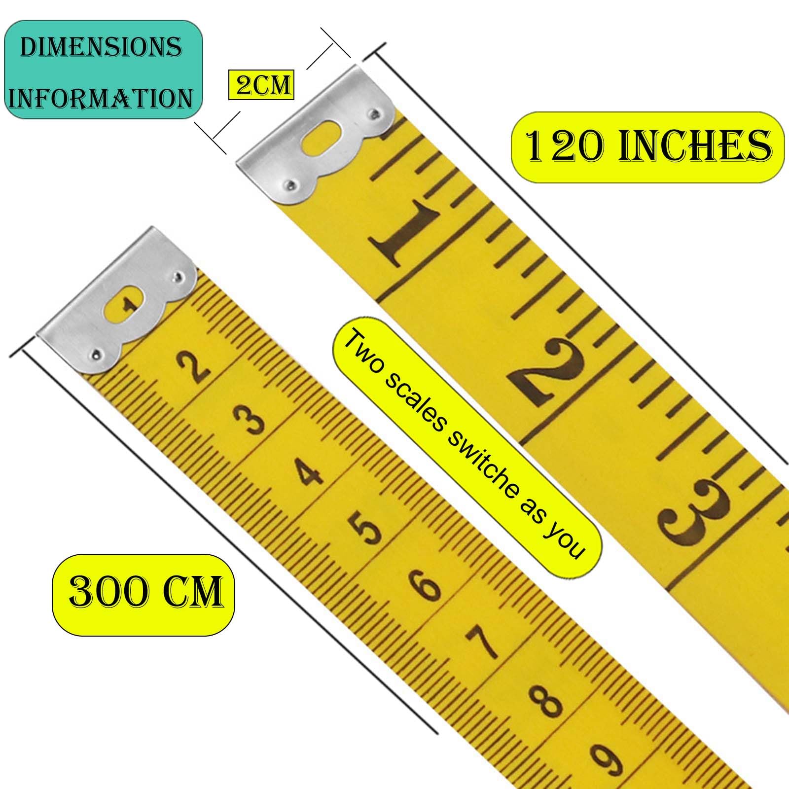 Oboteny 2Pcs Tape Measure Measuring Tape for Body, 120-Inch Double Scale Sewing Flexible Ruler for Weight Loss Body Measurement Tailor Craft Vinyl Body Measurement Tape(White, Yellow)
