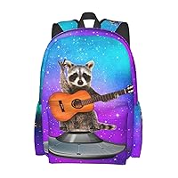 Galaxy Reccoon Rock Backpack For Men Women With Adjustable Padded Shoulder Straps Daypack