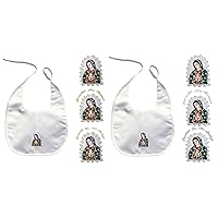 Baby Christening Baptism White Bib Wipe Gold Silver Embroidery Guadalupe Maria