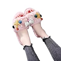 Winter Warm Slippers Cute Fluffy Slippers Warm Comfort House Slippers Non-slip Memory Foam Slippers Fuzzy Plush Lining Casual Slippers for Indoor Outdoor
