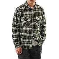 Men' heavy cotton padded shirt long sleeve plaid simple casual coat American frock in autumn