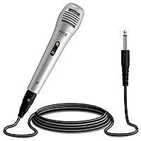 Pyle Wired Dynamic Microphone - Professional Moving Coil Unidirectional Handheld Mic with Built-in Acoustic Pop Filter, Rugged Construction, Steel Mesh Grill, 6.5 ft XLR Audio Cable Wire - PDMIK1