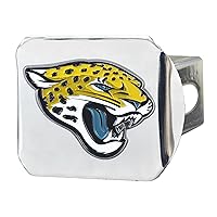 Jacksonville Jaguars NFL Chrome Metal Hitch Cover with 3D Colored Team Logo by FANMATS - Unique Team Logo Molded Design – Easy Installation on Truck, SUV, Car - Ideal Gift for Die Hard Football Fan